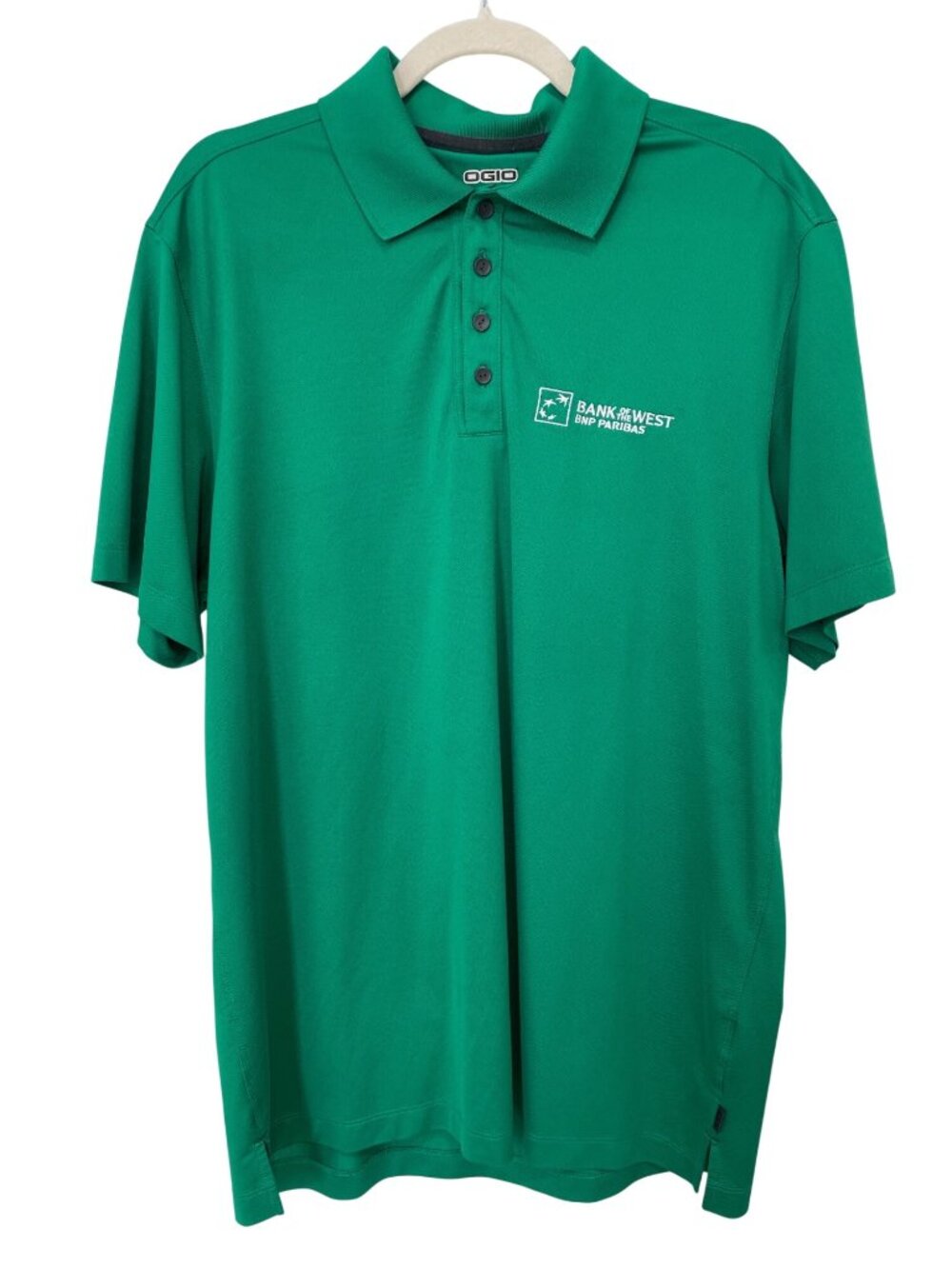 Ogio Polo Shirt Large Bank Of The West BNP Paribas Short Sleeve Retro Corporate